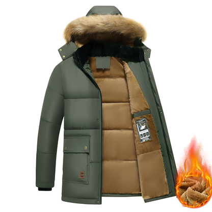 Crispian - Varm parka-jakke med avtagbar hette for herrer
