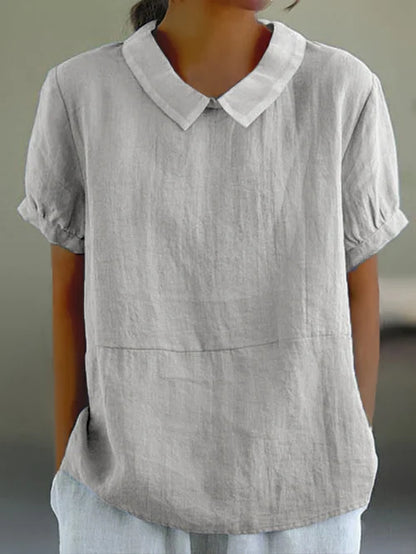 Lina – Linbluse med Peter Pan-krage