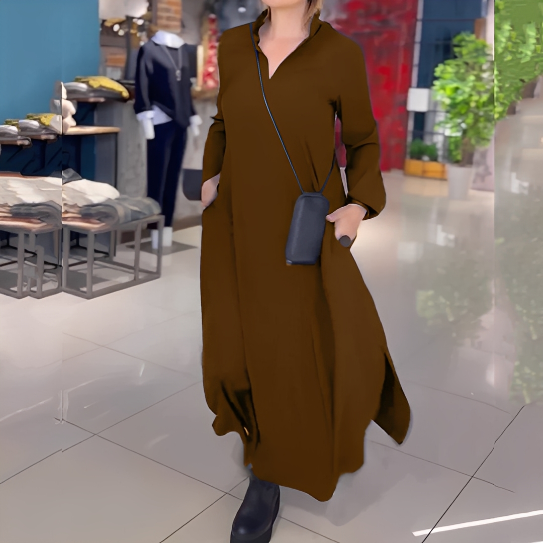 Hélène - Løs kjole med side-splitt for kvinner