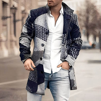 Luke - Stilig lang tweedfrakk for herrer