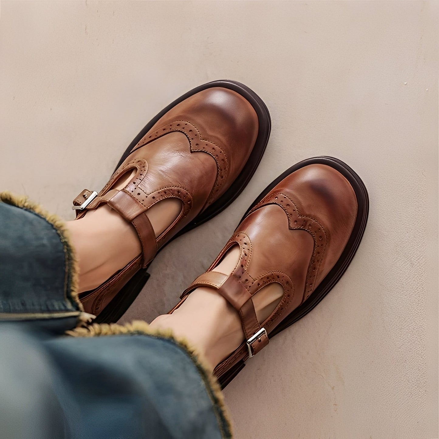 Marley - Stilfulle flate lærsko for damer