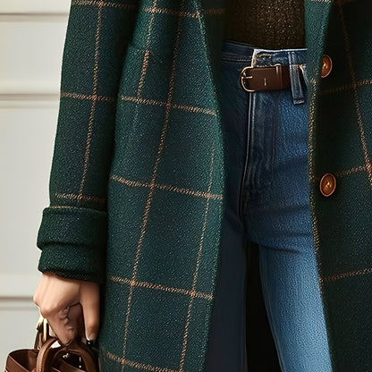 Moriah - Klassisk tweedfrakk med rutemønster for damer