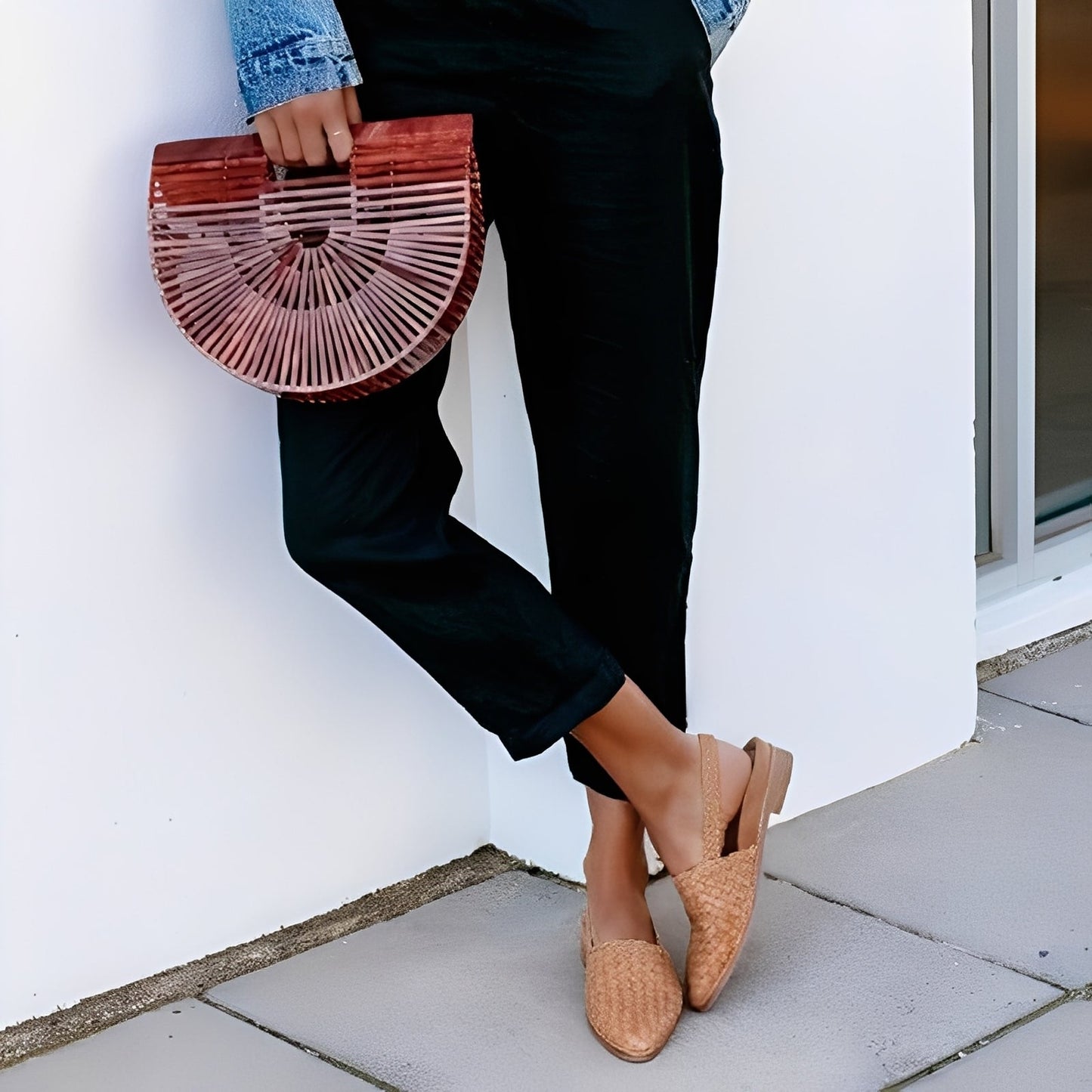 Dolores - Tilfeldige vevd skinn-flatsandaler for kvinner