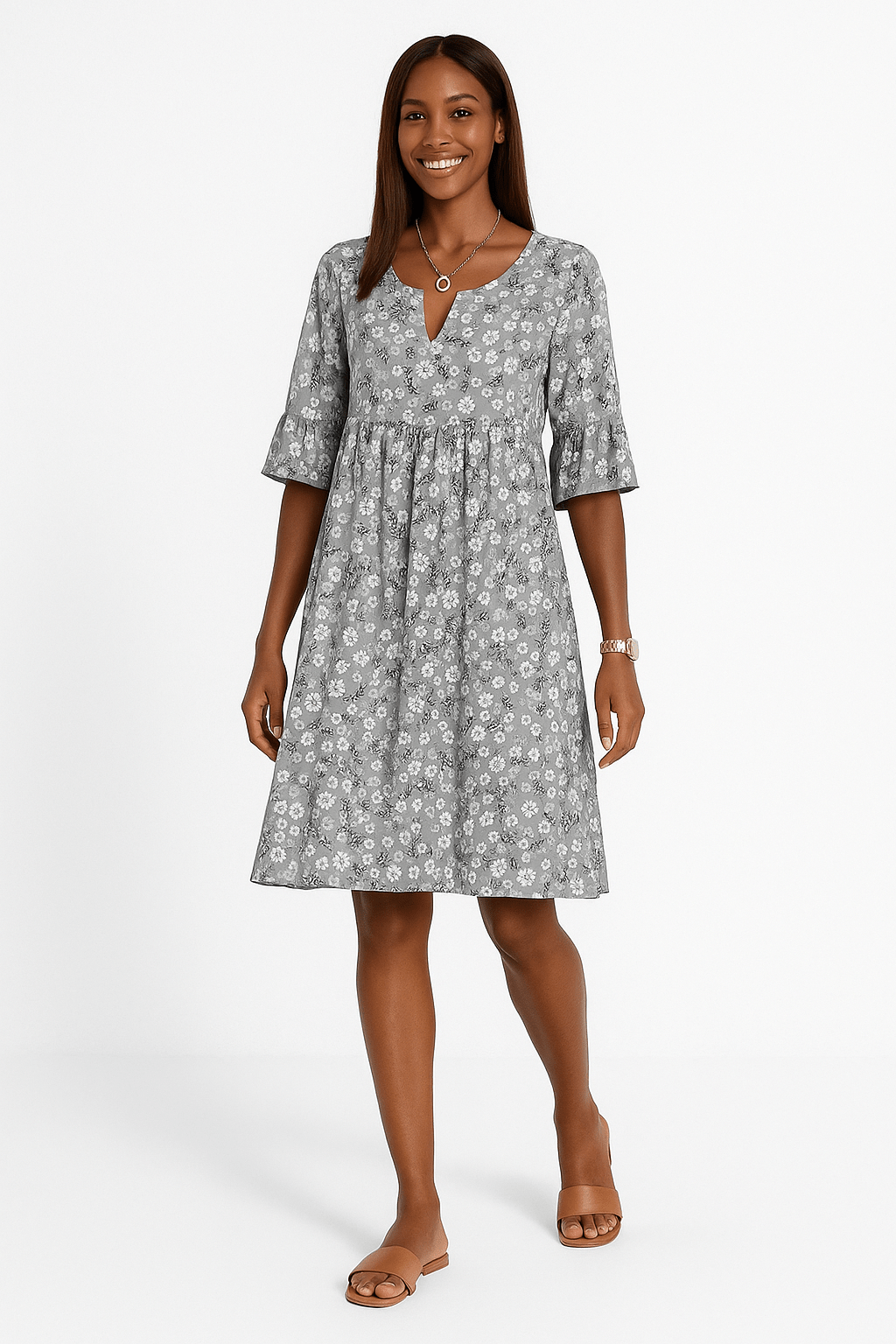 Annalena – Blomstrete kjole i feminin stil