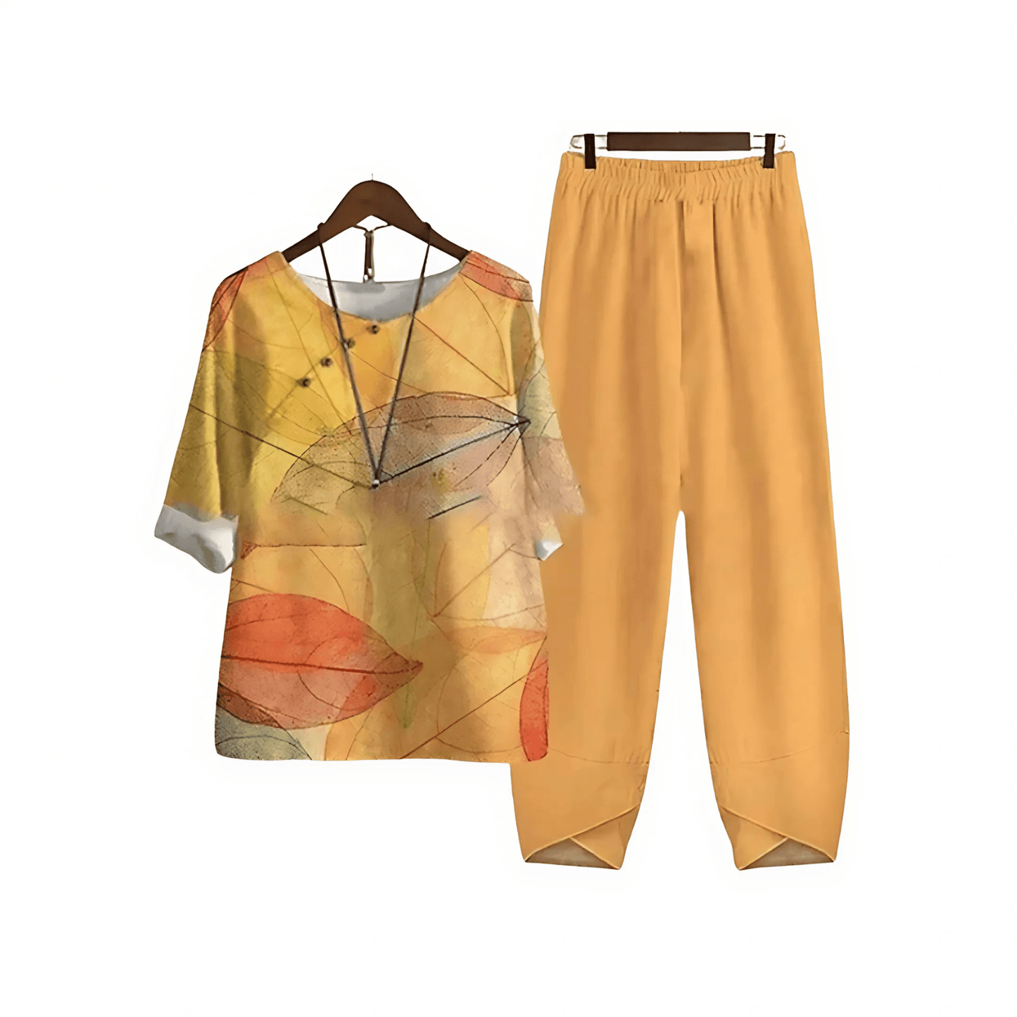 Katarina – Trykt Bluse- og Bukse-sett