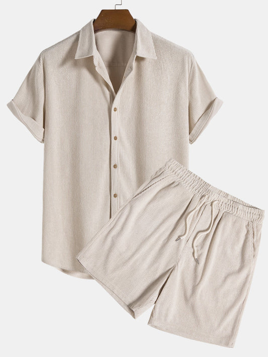 Klaus – Kort Skjorte og Shorts Sett med Struktur