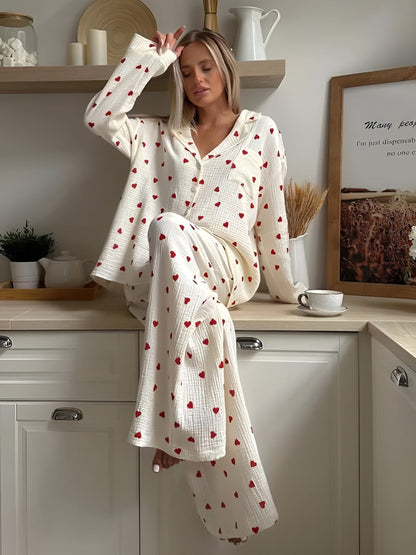 Lola – Elegant pyjamas med hjertemotiver